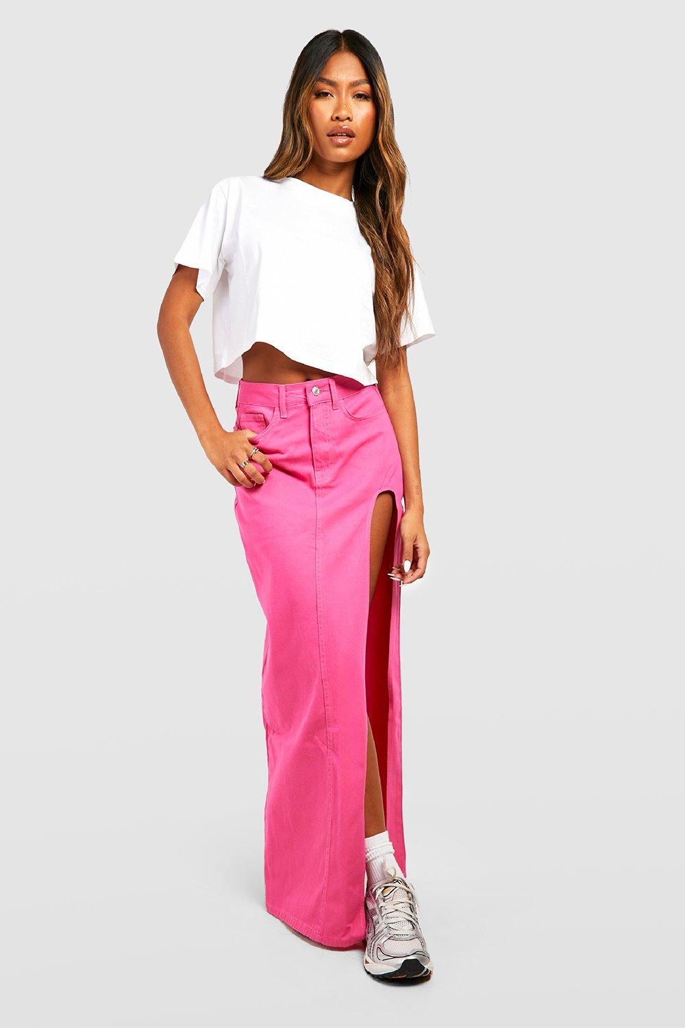 High waisted 2024 maxi skirt pink